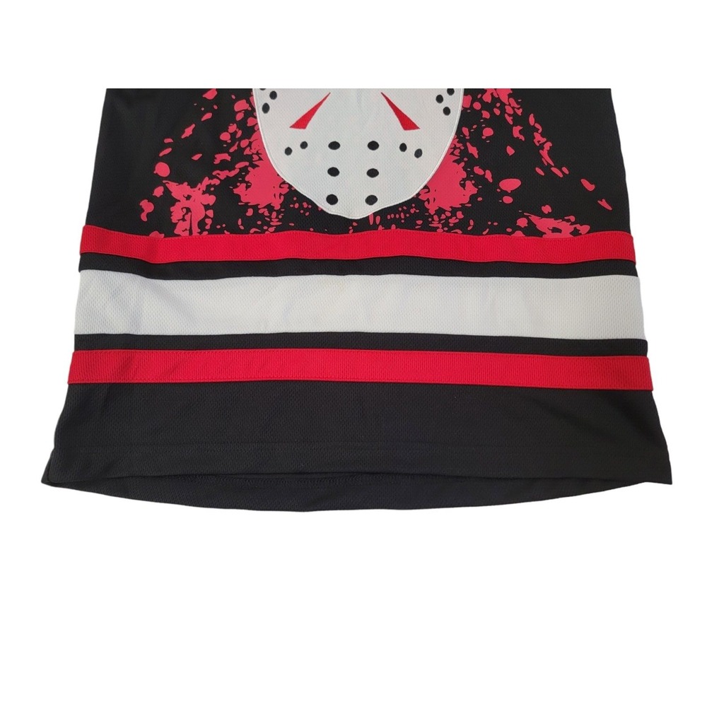 Friday the 13th Jason Voorhees Hockey Jersey Men's Size XS Shirt Black & Red - Picture 5 of 10